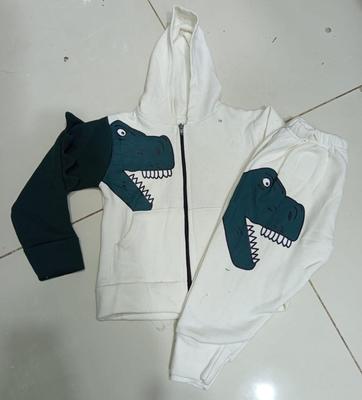 Adorable Boy's Printed Fleece Zipper Tracksuit - 2 Pcs Set thumbnail 2