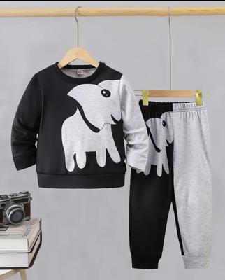 Stylish Boy's Printed Fleece Sweatshirt Tracksuit - 2 Pcs Set for Ages 1-12 Years thumbnail 2