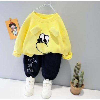 Comfortable Fleece Printed Tracksuit For Boys & Girls - 2 Pcs