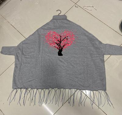 Women's Fleece Heart Tree Printed Poncho thumbnail 2