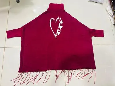 Women's Fleece Printed Poncho Cape Shawl thumbnail 2