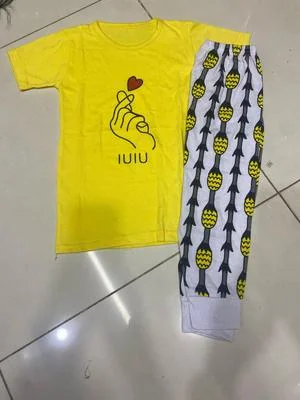 Girls Printed Cotton Jersey Shirt & Trouser Set Yellow 3-10Yrs thumbnail 2