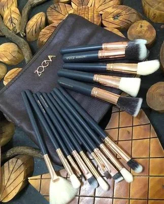 15-Piece Professional Makeup Brush Set Black Synthetic Bristles thumbnail 2