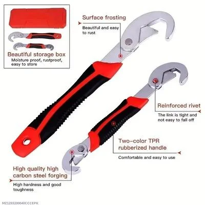 Chrome Vanadium Steel Wrench Set Red 2 Pcs thumbnail 10
