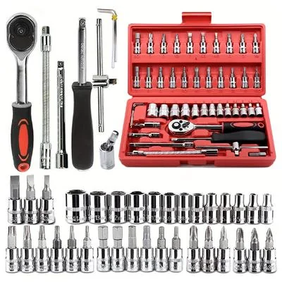 Stainless Steel Bike Tool Kit 46-Piece Red
