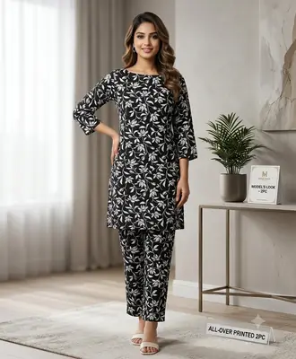 2 Pcs Women's Unstitched Printed Suit