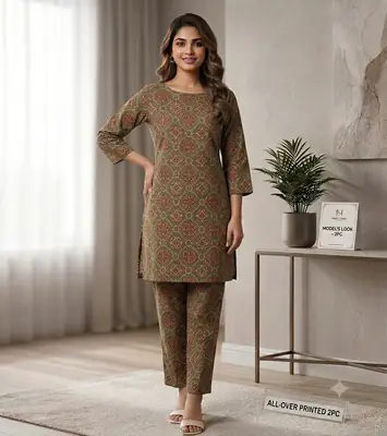 2 Pcs Women's Unstitched Printed Suit