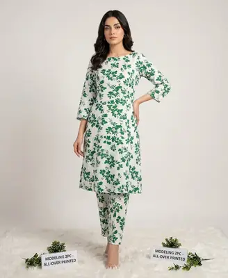 2 Pcs Women's Unstitched Printed Suit