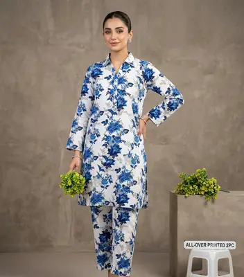2 Pcs Women's Unstitched Printed Suit