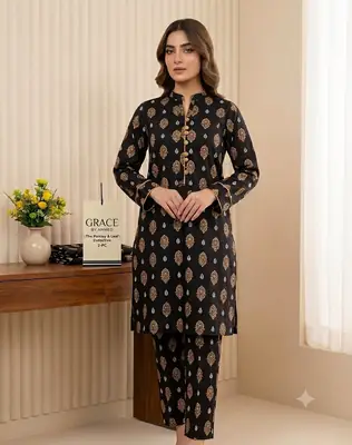 2 Pcs Women's Unstitched Printed Suit