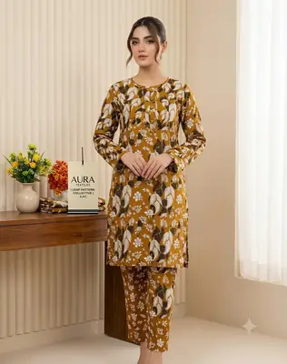 2 Pcs Women's Unstitched Printed Suit