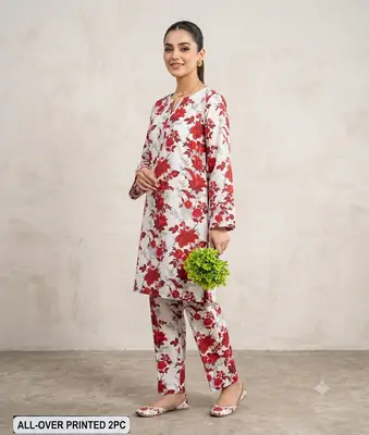 2 Pcs Women's Unstitched Printed Suit