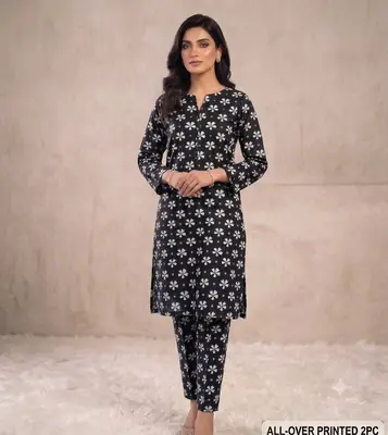 2 Pcs Women's Unstitched Printed Suit