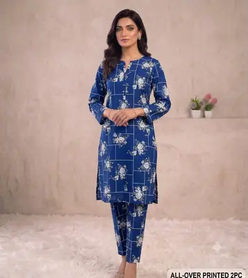 2 Pcs Women's Unstitched Printed Suit