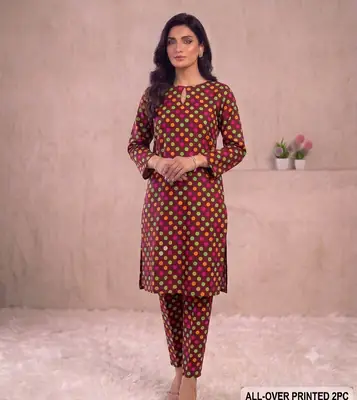 2 Pcs Women's Unstitched Printed Suit