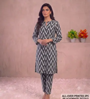 2 Pcs Women's Unstitched Printed Suit