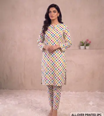 2 Pcs Women's Unstitched Printed Suit