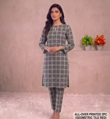 2 Pcs Women's Unstitched Printed Suit