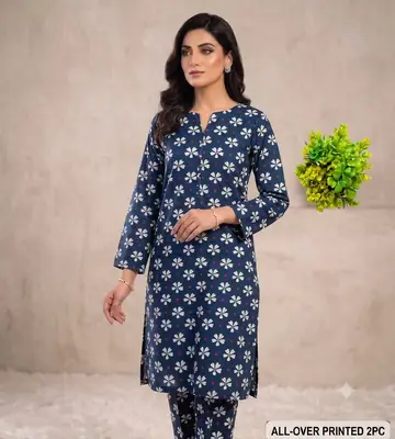 2 Pcs Women's Unstitched Printed Suit