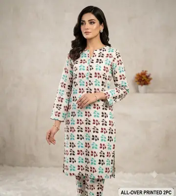 2 Pcs Women's Unstitched Printed Suit