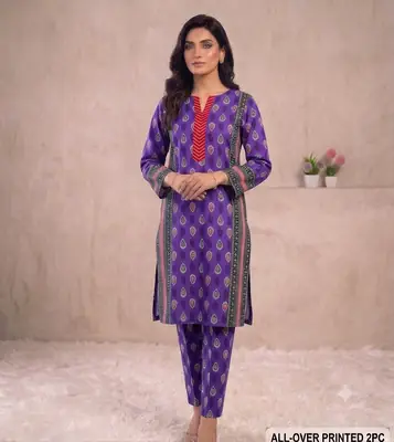 2 Pcs Women's Unstitched Printed Suit