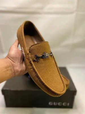 Men Mustard Suede Loafers with Horsebit Detail