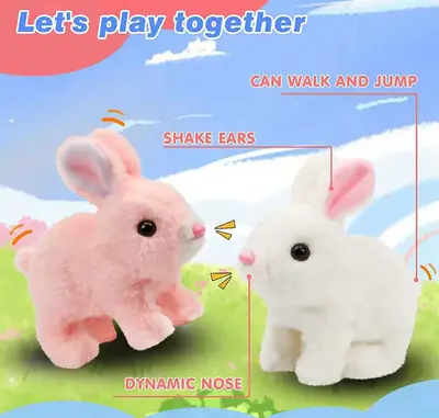 Fluffy Walking Rabbit | Simulated Walking Pet Toys thumbnail 2