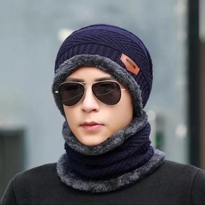 Wool Beanie & Neck Warmer Set Brown Fleece Unisex Winter thumbnail 3