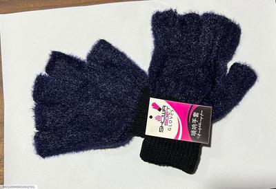 Blue Fingerless Wool Gloves for Men Women Winter Warm thumbnail 3