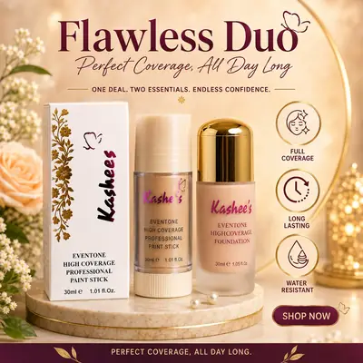 Kashee's 2 In 1 Liquid High Coverage Foundation And Foundation Stick Deal, 30ml