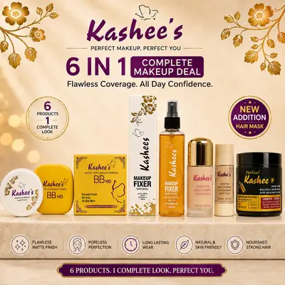 Kashee's 6 n 1 Foundation, Fixer, Face Powder, Loose Powder, Paint Stick And Hair Mask Deal, Pack Of 6