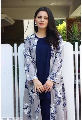3 Pcs Women's Stitched Silk Printed Suit thumbnail 1