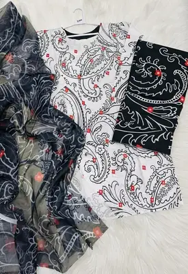 3 Pcs Women's Stitched Lawn Printed Suit