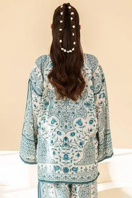 Blue Printed Swiss Lawn 2-Piece Co-Ord Set for Women thumbnail 2