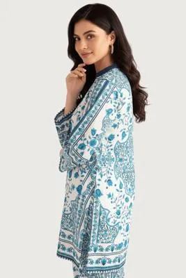 Blue Printed Swiss Lawn 2-Piece Co-Ord Set for Women thumbnail 4