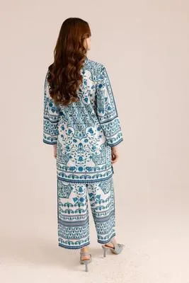 Blue Printed Swiss Lawn 2-Piece Co-Ord Set for Women thumbnail 6