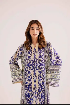 2 Pcs Women's Stitched Lawn Printed Shirt And Trouser thumbnail 4