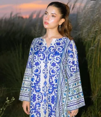 2 Pcs Women's Stitched Lawn Printed Shirt And Trouser thumbnail 6