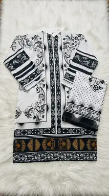 2 Pcs Women's Stitched Swiss Lawn Printed Shirt And Trouser thumbnail 5