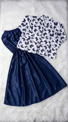 2 Pcs Women's Stitched Raw Silk Printed Skirt And Top thumbnail 2