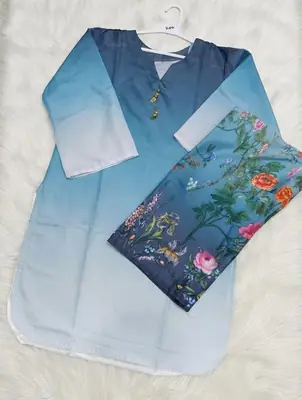 2 Pcs Women's Stitched Lawn Printed Co-Ord Set thumbnail 3