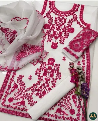 3 Pcs Women's Unstitched Embroidered Suit