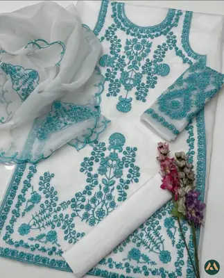 3 Pcs Women's Unstitched Embroidered Suit