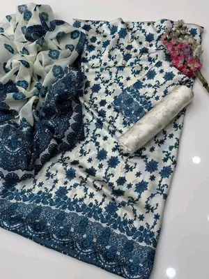 3 Pcs Women's Unstitched Printed Suit