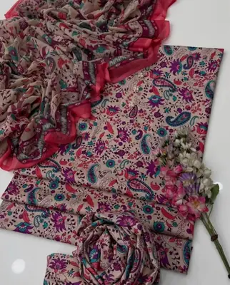 3 Pcs Women's Unstitched Printed Suit