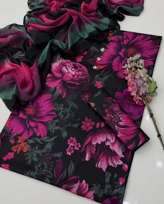 3 Pcs Women's Unstitched Printed Suit