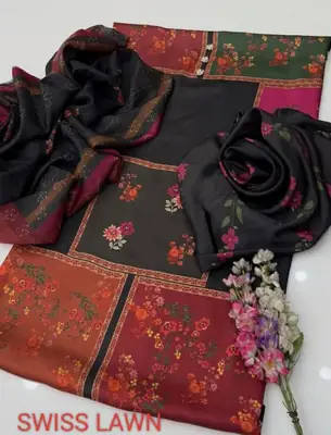 3 Pcs Women's Unstitched Printed Suit