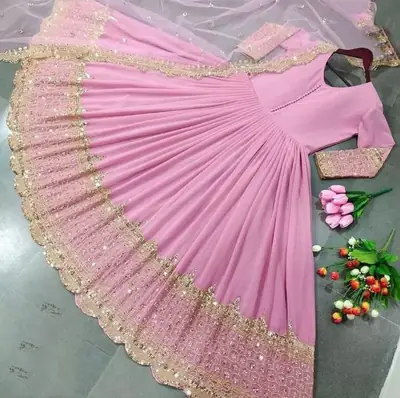 3 Pcs Women's Stitched Chiffon Sequins Embroidered Maxi Suit thumbnail 2