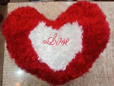 Heart Cushion With Love Embroidered Soft Filled Decor thumbnail 6