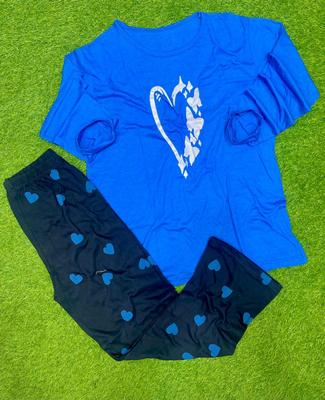 Pakistani Night Suit Cotton Jersey Heart Butterfly Print Set thumbnail 2